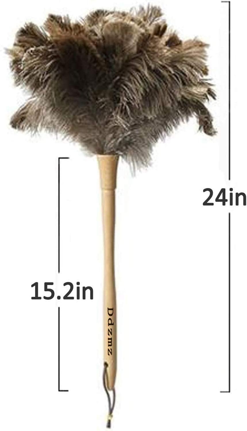 DDZMZ Large Ostrich Feather Duster with Long Wooden Handle,24 inch