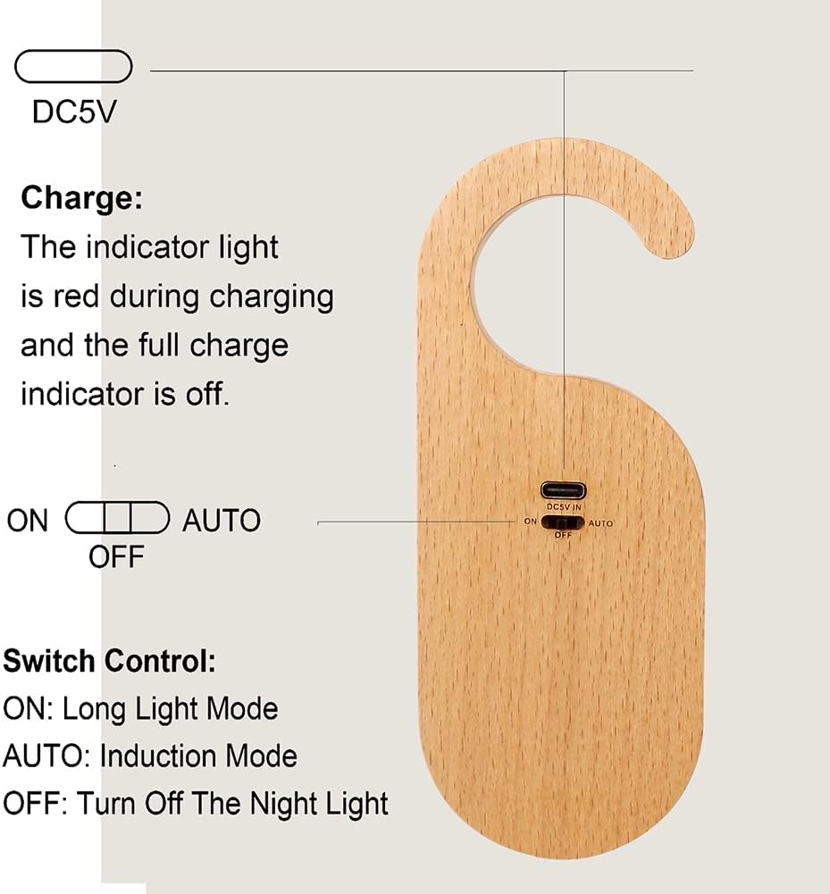 LANDGOO Keyhole Light, Doorknob Memo Board Night Light,Beech, 2 Pack