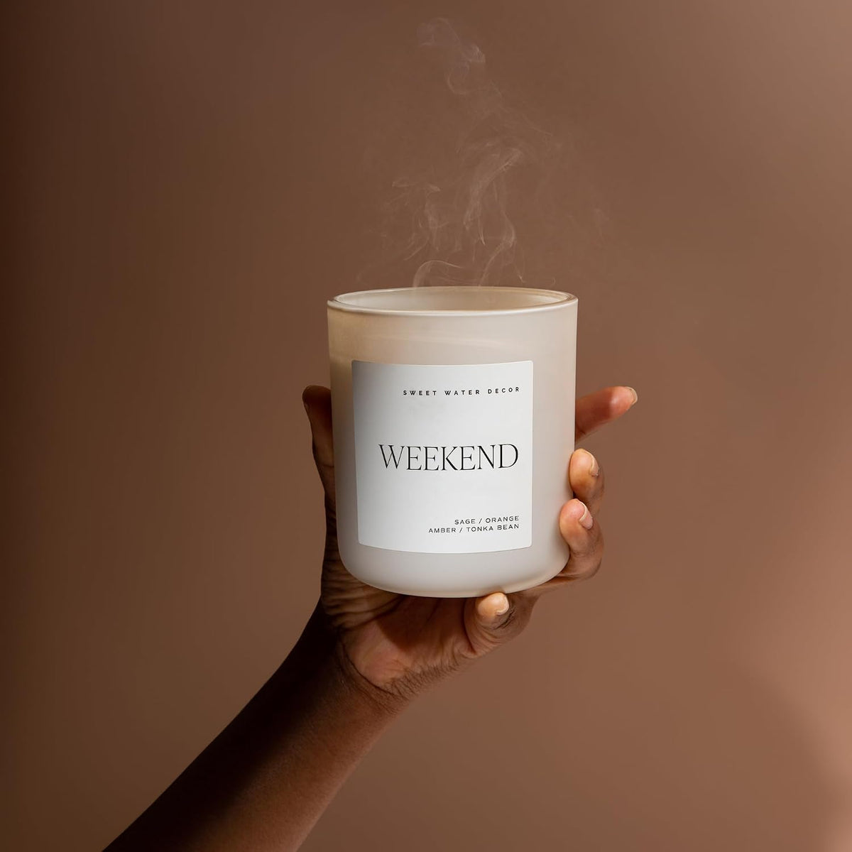 Sweet Water Decor Weekend Candle, 15oz Tan Matte Jar, 70+ Hour Burn