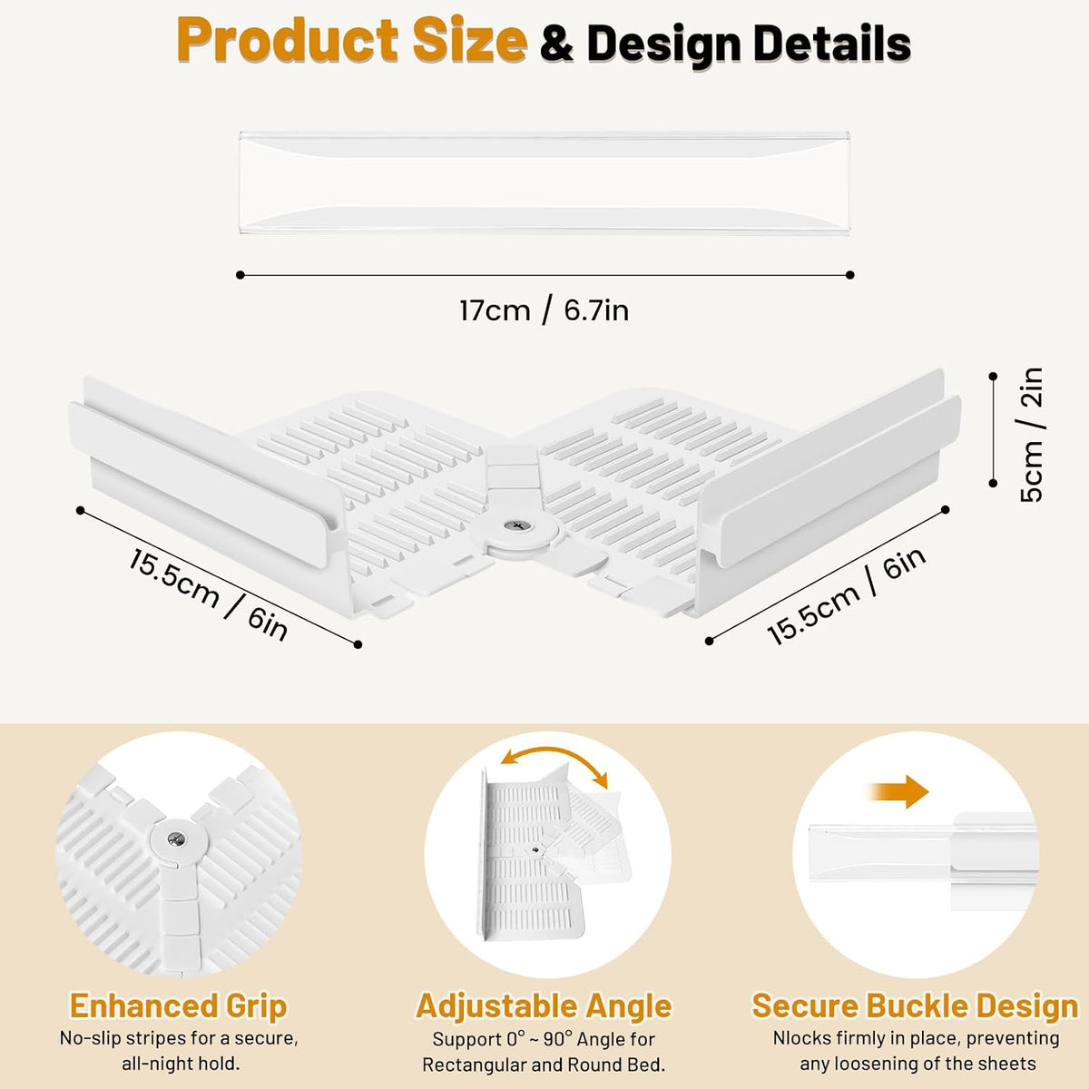 Bed Sheet Holders, Anti‑Slip Fasteners for King Queen Twin Beds, 4 Pack