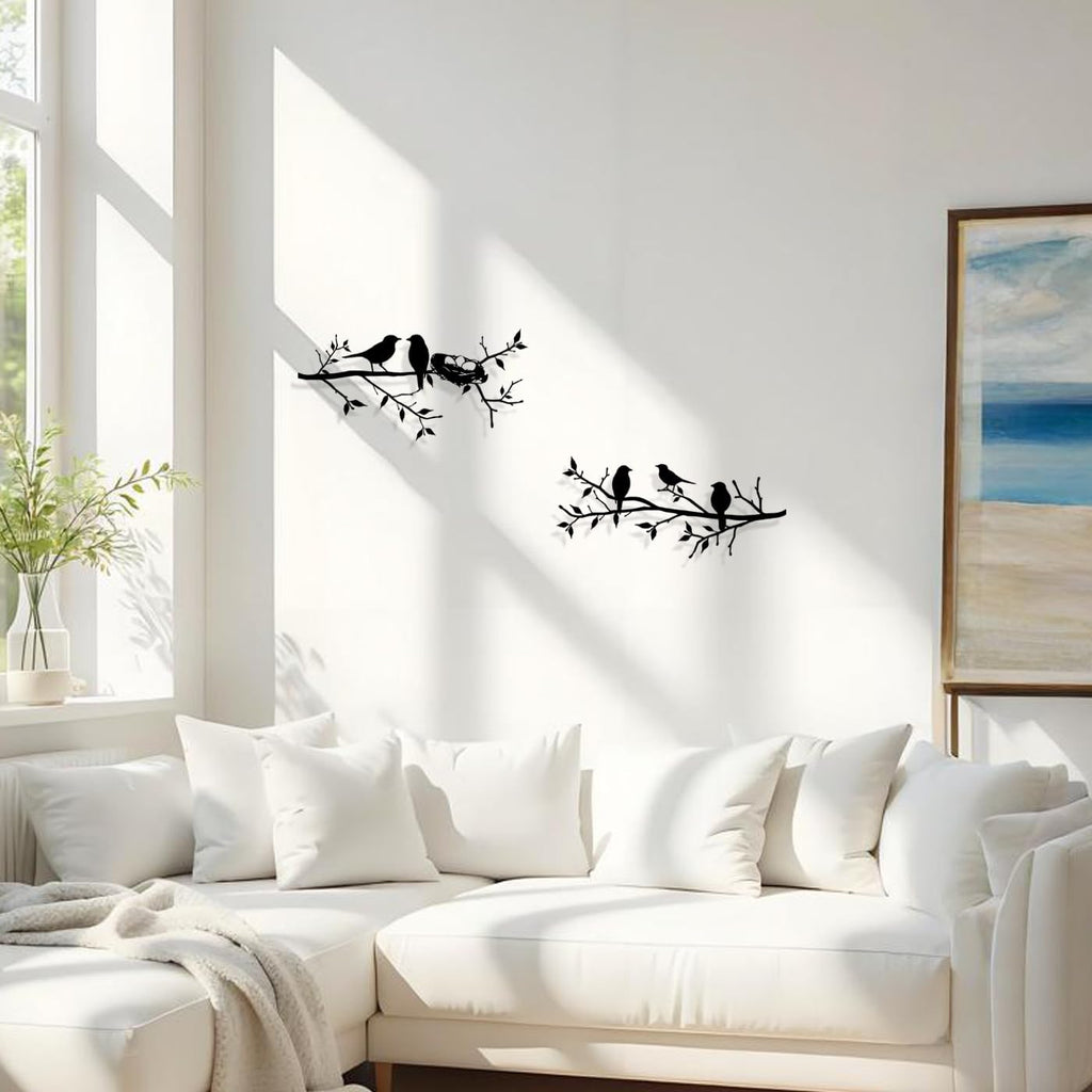 2pcs Metal Birds Wall decor,Birds on branch Silhouette wall art