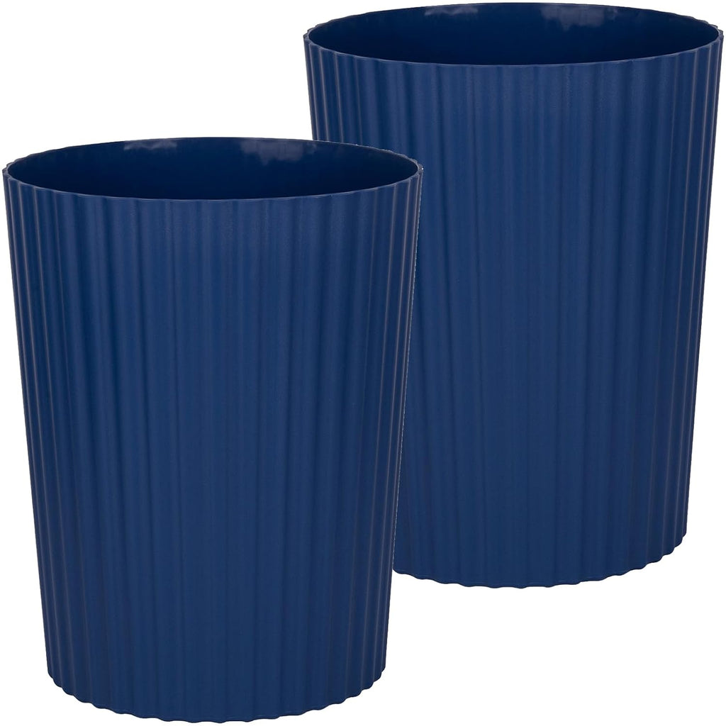 Small Bathroom Trash Can Plastic Wastebasket Garbage Can Navy Blue 2 Pack
