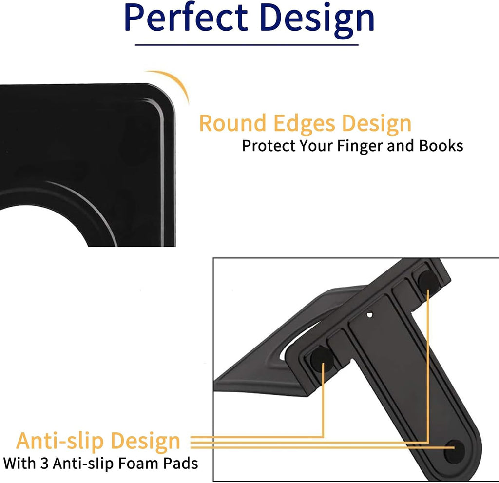Metal Bookends 20 Pack Black Heavy Duty Nonskid Supports 6.6in | Black Metal, 10 Pairs, Plain L-Shape Design, Nonskid Supports, for Heavy Books Home Office School and Library Shelves