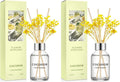 COCODOR Flower Reed Diffuser Set / 3.4oz / Lemon Eucalyptus/Scent Diffuser with Sticks Home Fragrance Reed Diffuser for Bathroom Shelf Decor (Pack of 2)