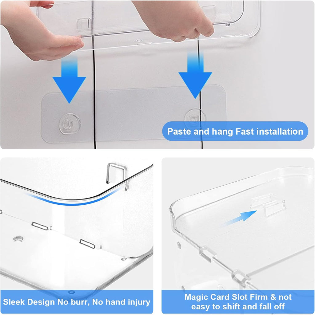 Diesisa Acrylic Wall Mounted Shower Caddy, Large, Adhesive Bathroom Shelves