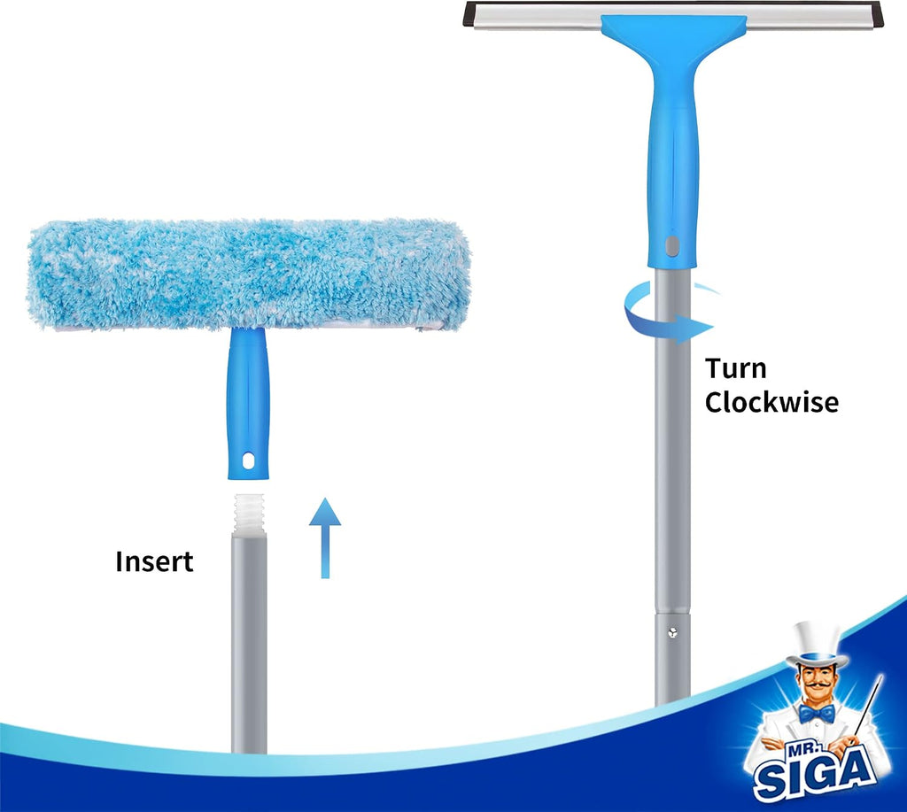 MR.SIGA Window Squeegee Extension Pole, 4 Pieces Aluminum Pole, 54.3 inch