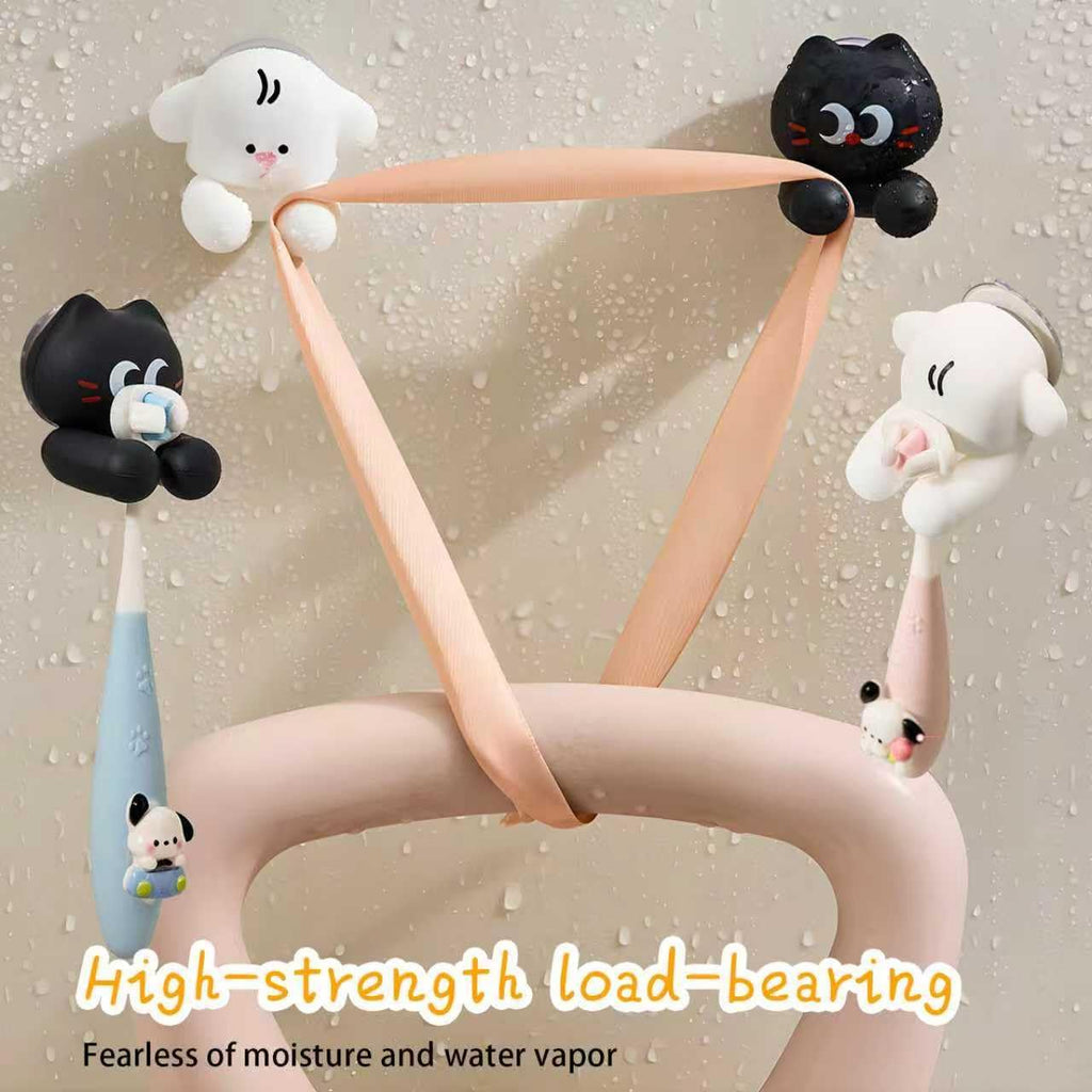 2 PCS Kids' Bathroom Toothbrush Holder,Suction Mount Silicone Toothbrush Holder,Cute Cartoon Cat and Dog Design, Perfect for Kids and Families