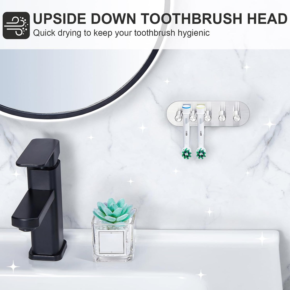 Electric Toothbrush Head Holder, Toothbrush Holders Wall Mounted, Adhesive Tooth Brush Head Holder Organiser, Electric Toothbrushs Holder, Shower Tooth Brushing Holder (Silver, Large)