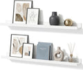 White Picture Ledge Shelves, 36 Inch Long Floating Shelf Set of 2