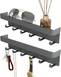 2 Pcs Wall Key Holder Rustic Key & Mail Organizer Adhesive Key Hooks, Gray
