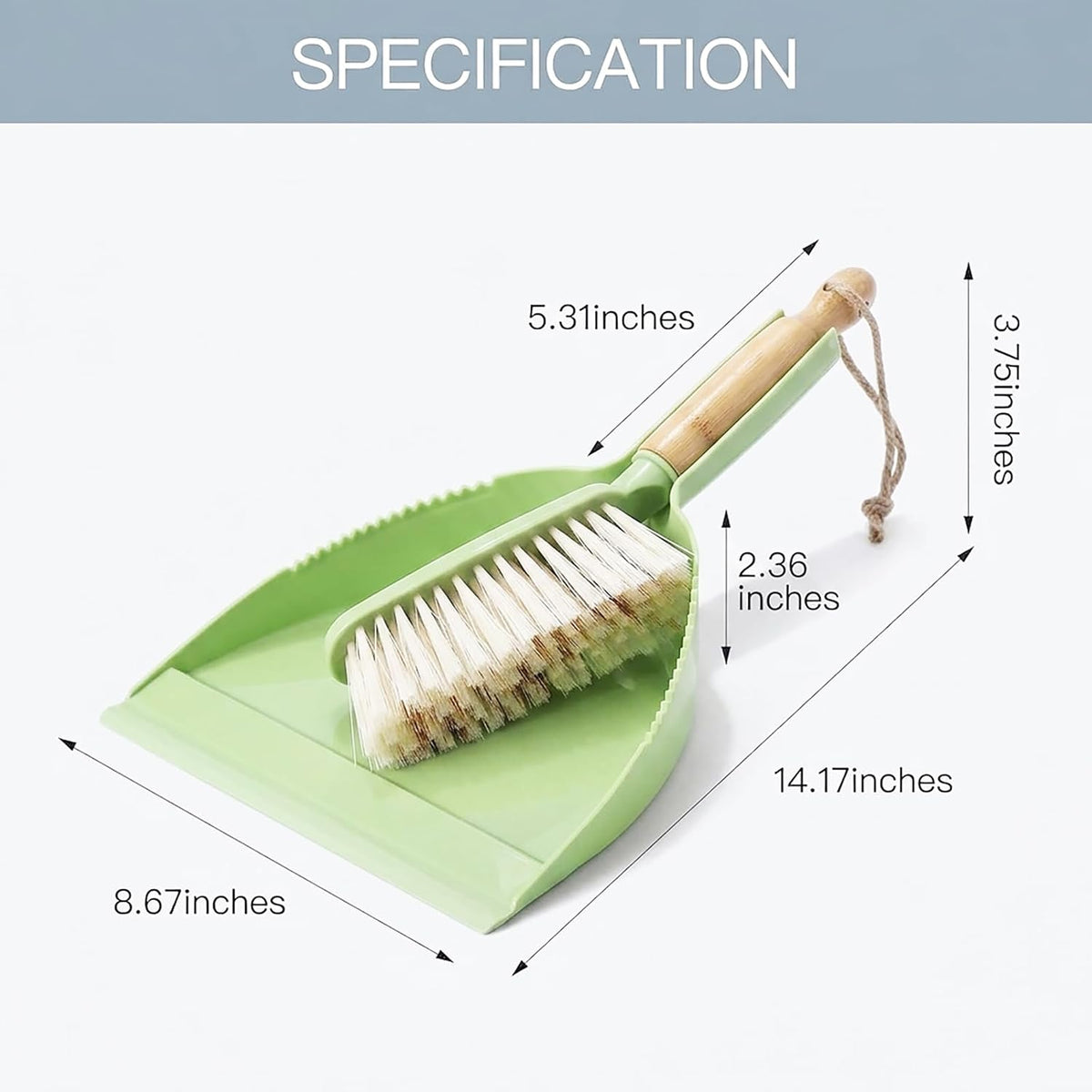 Dust Pan and Brush Set - Small Dustpan and Brush Set, Handheld Broom and Dustpan Set, Brush and Dust Pan Set for Car, Pet Care, Office, 14 x 8.7 inch, Green