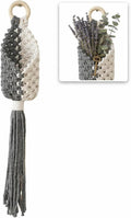 7.9 Inch Macrame Air Plant Hanger - Wall Hanging Planter, Succulent Display Rack - Grey and Off-White Cotton
