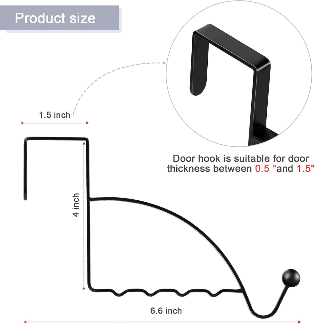 Hotop 2 Pcs Metal Over The Door Hooks, Clothes Hanger, Black