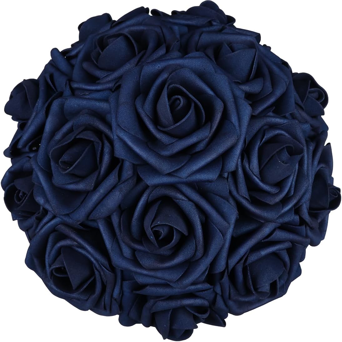 25pcs Artificial Flower，Real Touch Artificial Foam Roses Decoration DIY for Wedding Bridesmaid Bridal Bouquet Centerpieces Party - Navy Blue
