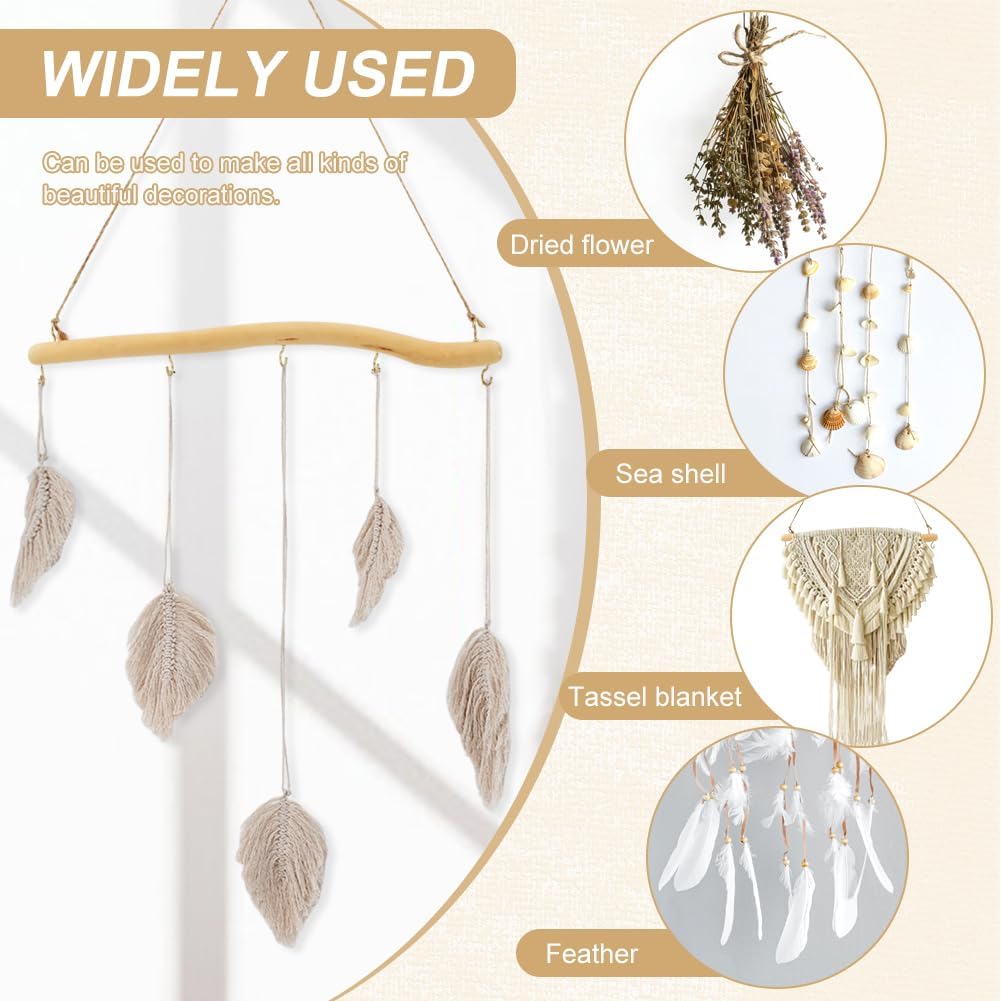 2 Pack 15" Natural Driftwood Wall Hooks, Farmhouse Jewelry Organizer