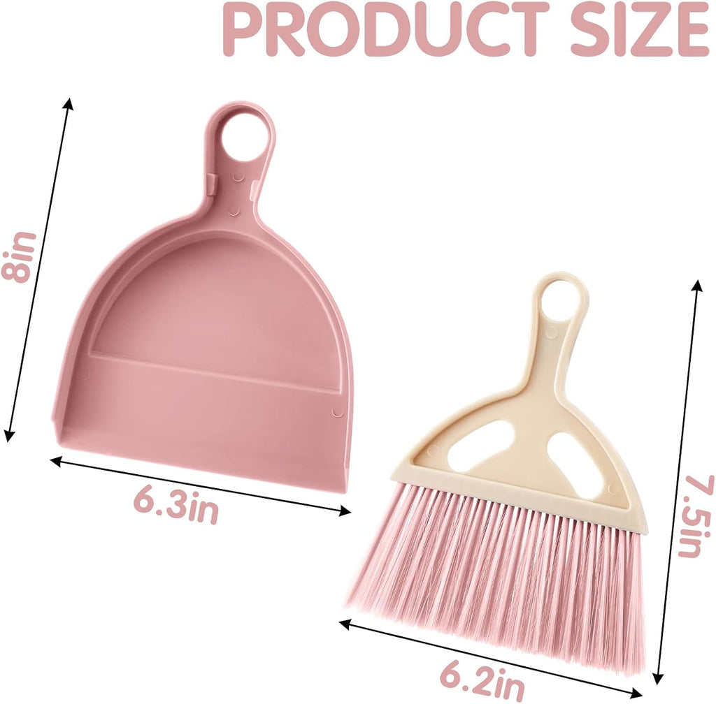 6 Pcs Small Dustpan and Brush Set, Portable Compact Mini Broom and Dust Pan