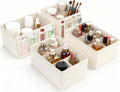 Cosmetic Storage Bins Makeup Organizer, Adjustable Multifunction Storage Box Desk Drawer Divider for Makeup Brushes, Bathroom Countertop or Dresser, Set of 4