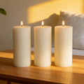 Ribbed Pillar Candles 3x6 Inch 3 Pack White Soy Candles