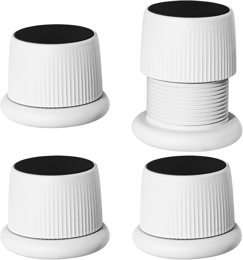 4 Pcs Furniture Leg Elevators, Robust White Screw Design Adjustable Furniture Risers with Anti-Slip Pads, 1.57-2.48 in Height Adjustable Bed Risers for Cabinet, Desk, Table & Bed