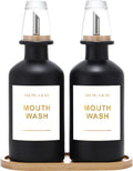 11.8OZ Glass Mouthwash Dispenser, Set of 2, Black