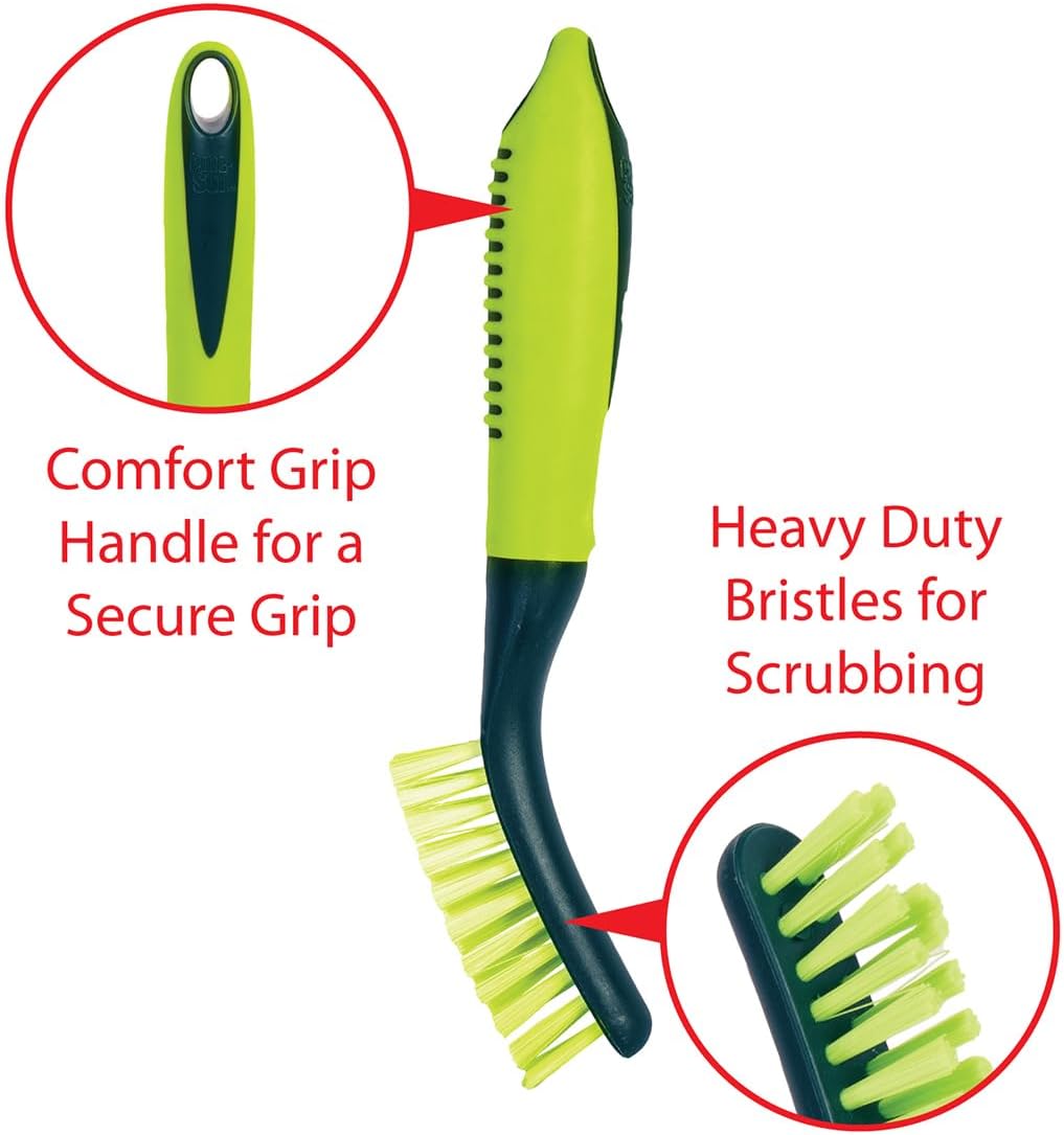 Pine-Sol Scrub Brush Set - Long Handle Cleaning Brushes with Heavy Duty Bristles and Comfort Grip - Scrubbers for Kitchen, Household, and Dishwashing, 3 Pieces
