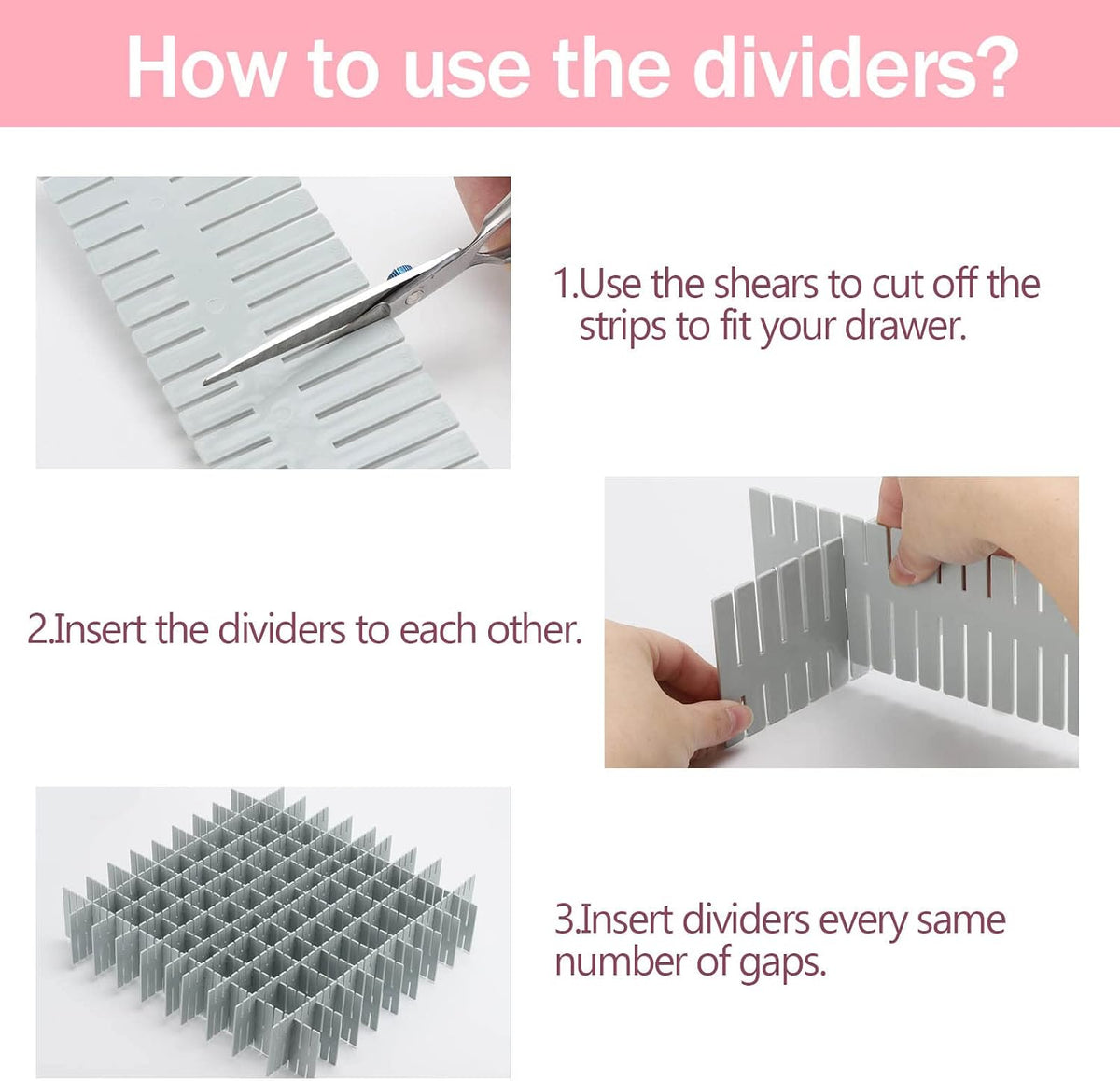 acDesign 40Pcs Drawer Dividers, Adjustable Drawer Organizer for Socks, Underwear, Lingerie, Makeup, Bedroom Office Kitchen Storage (Grey)