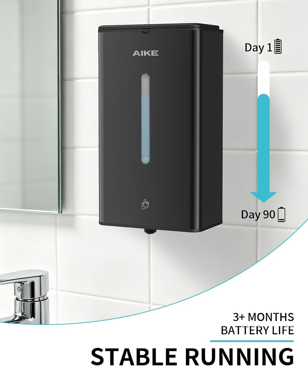 AIKE Automatic Foam Soap Dispenser 33.8oz for Bathroom,Matteblack AK1207FA