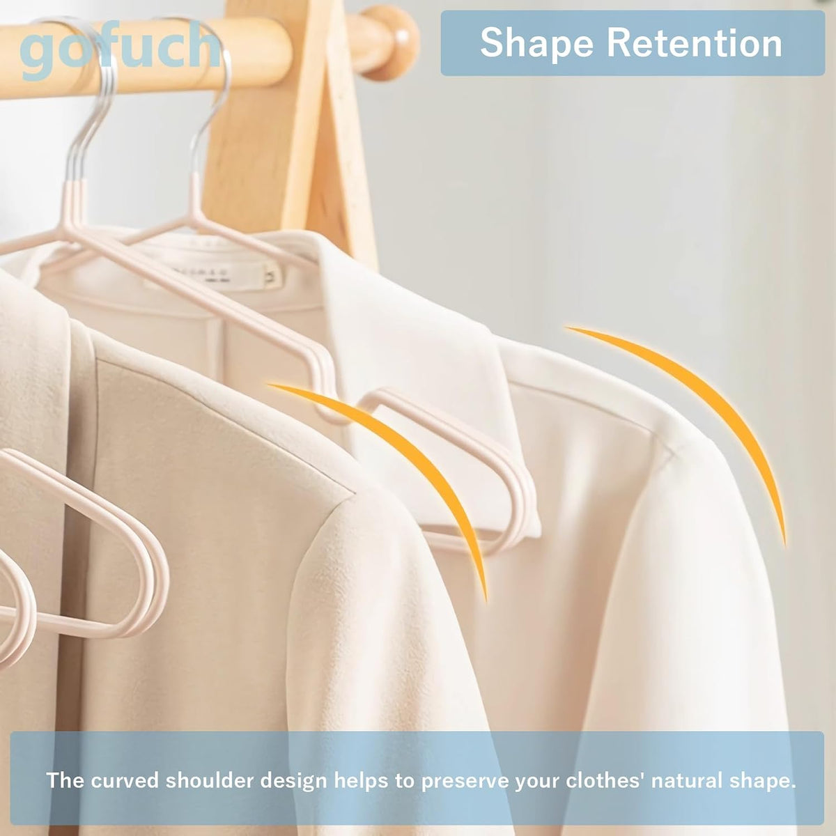 Ultra-Thin Metal Hangers, 100 Pack Non-Slip PVC Coated Space Saving Clothes Hangers for Closet, 16 inch Wide for Suits, Dresses, Jackets（Gray）