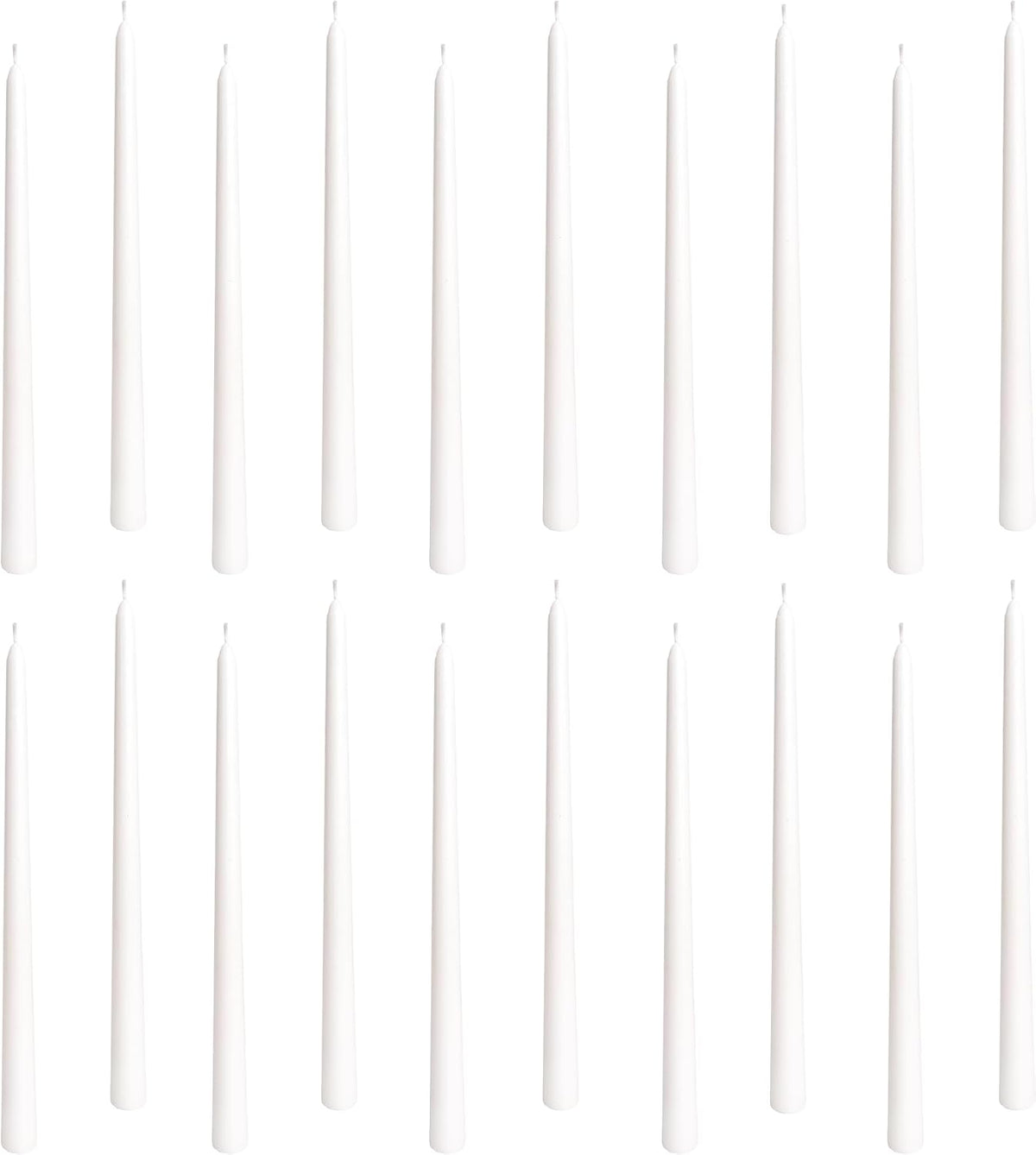 Taper Candles 12 Inch 20 Pack White – CW Studio Unscented Smokeless Candlesticks, 7-8 Hour Clean Burn – Elegant Dinner Table Centerpiece for Wedding, Holiday Decor & Romantic Dinners