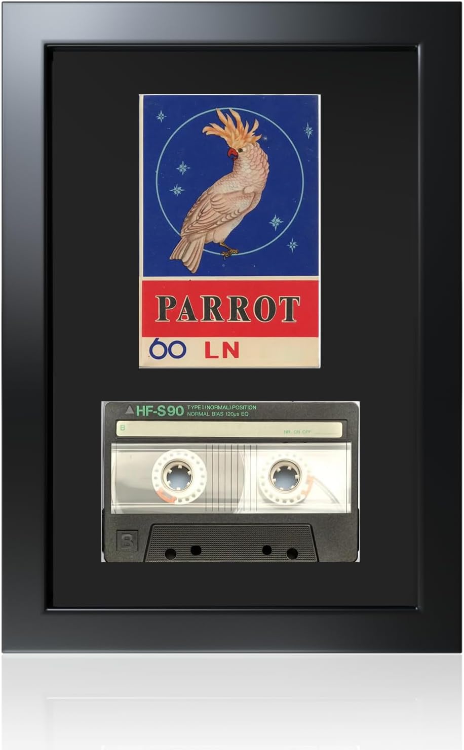 Cassette Tape Display Frame for Standard Case and Tape, Black Flocked EVA