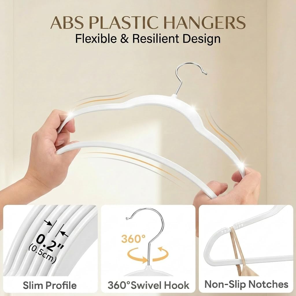 SMARTOR Plastic Hangers 20 Pack - Thin Hangers for Space Saving - White