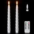 Eldnacele White Flameless Taper Candles Battery Operated with Remote Timer