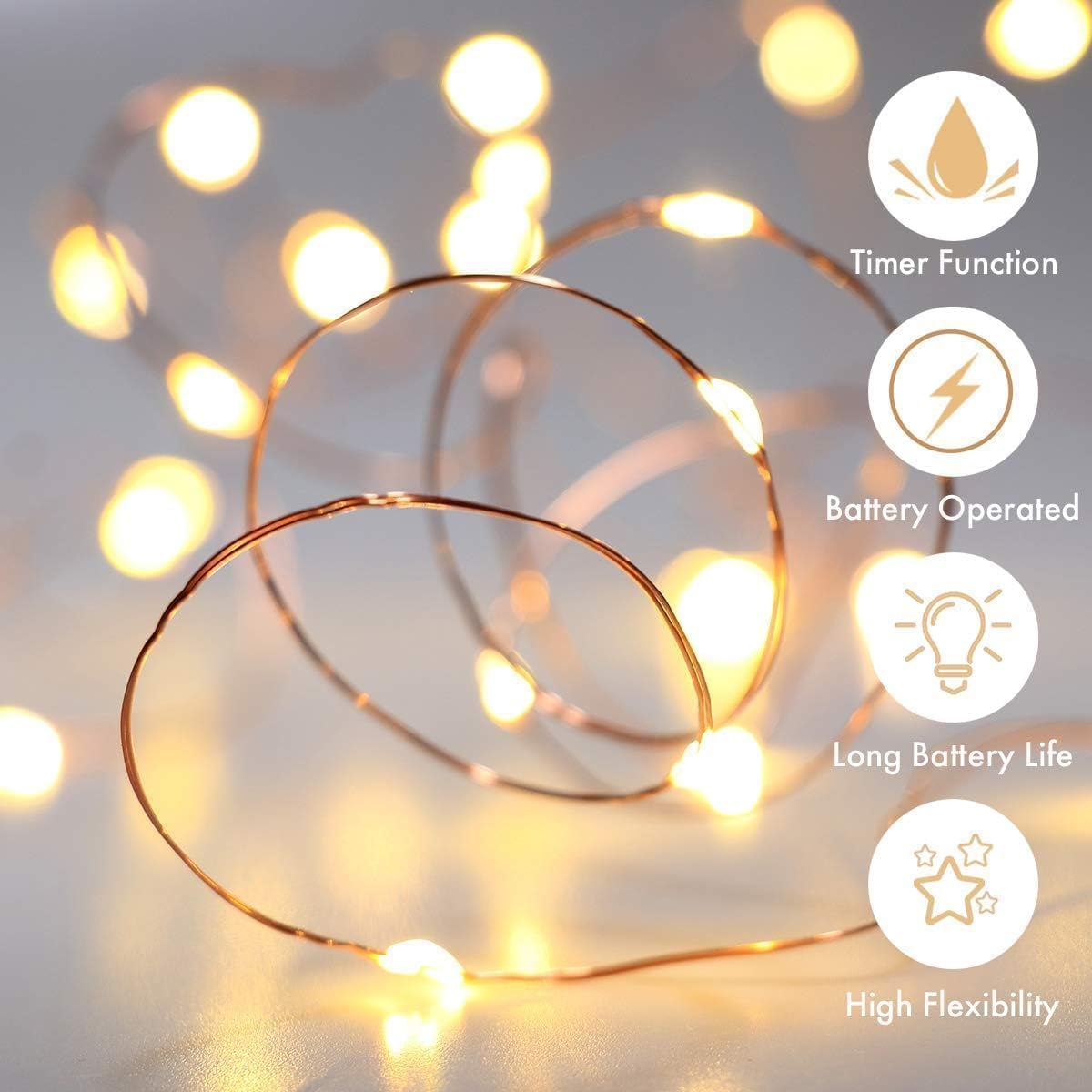 innotree 6 Pack LED Fairy String Lights Battery Operated with Timer