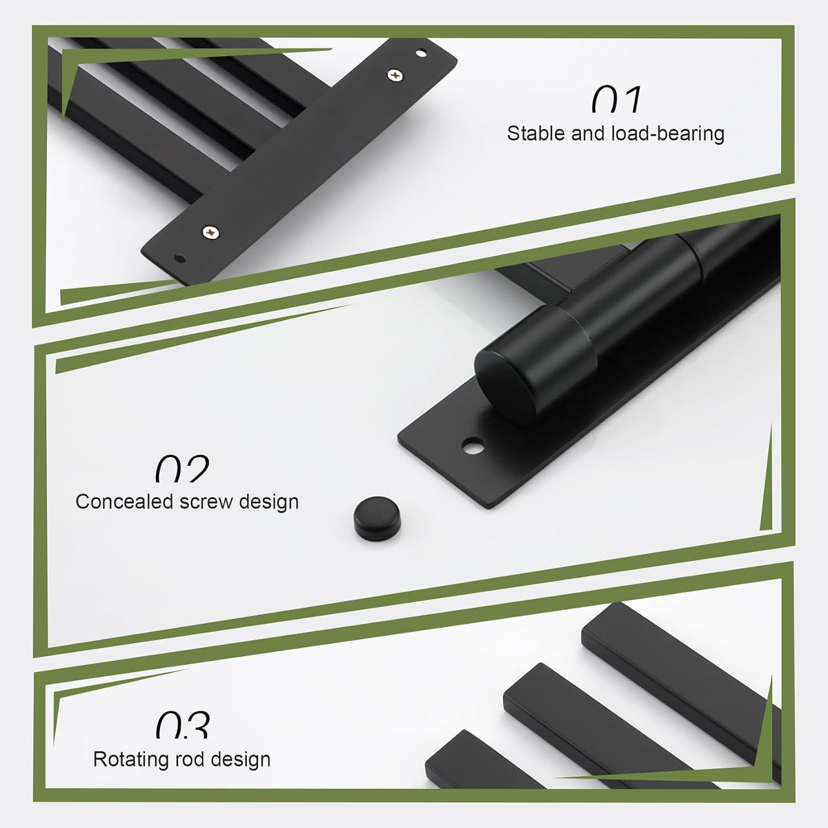 KOKOSIRI Bathroom Towel Bars Swivel Towel Rails Matte Black Swing Out Hand Towel Holder 3-Arm for Bath Kitchen Wall Stainless Steel B5007BK-A3