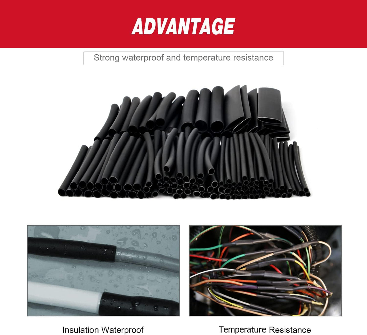 Nilight 130 Pcs 3:1 Heat Shrink Tubing Kit 6 Sizes with Storage Case