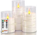 Homemory Flickering Flameless Candles, White LED Pillar Candles with Remote