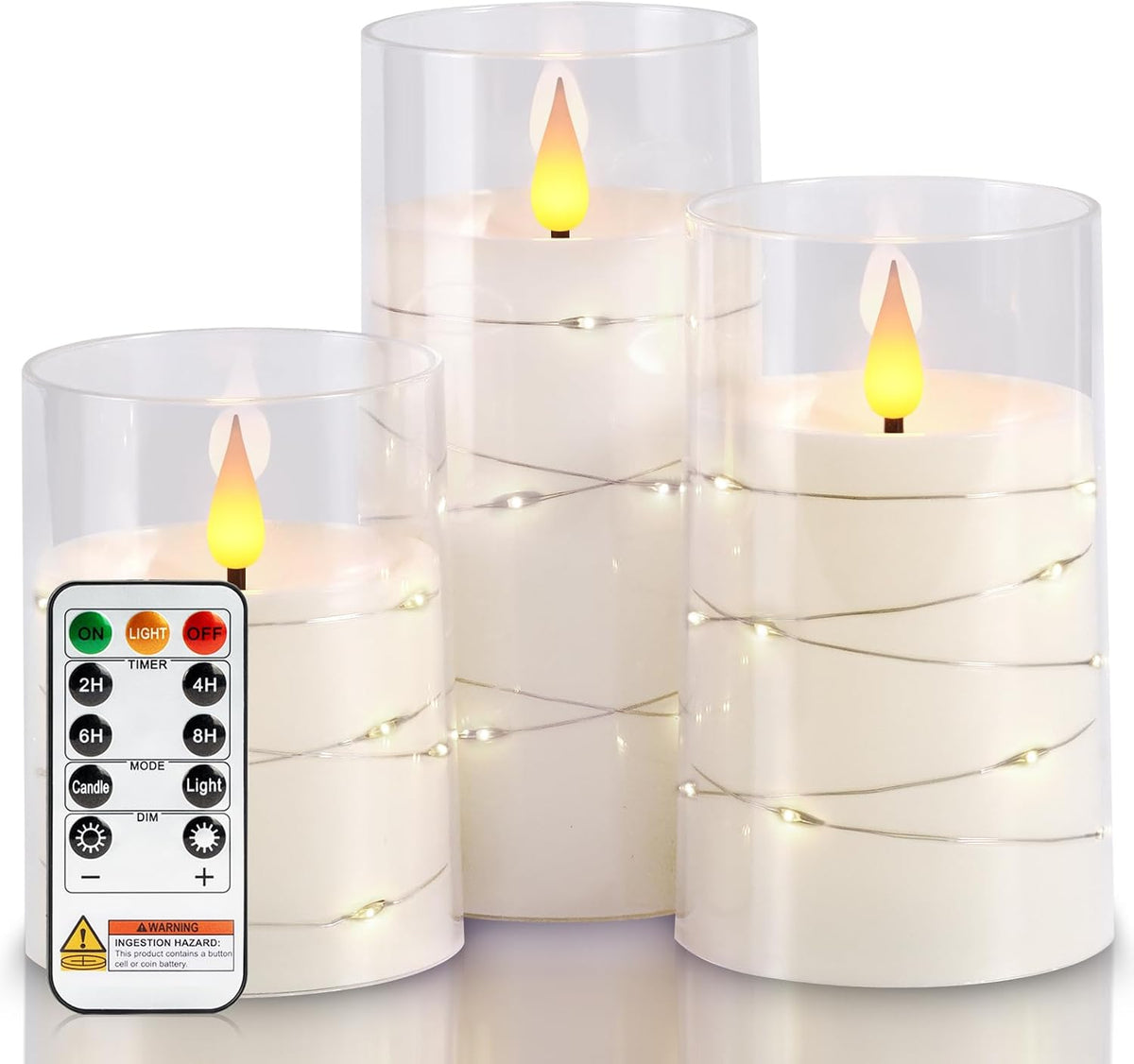 Homemory Flickering Flameless Candles, White LED Pillar Candles with Remote