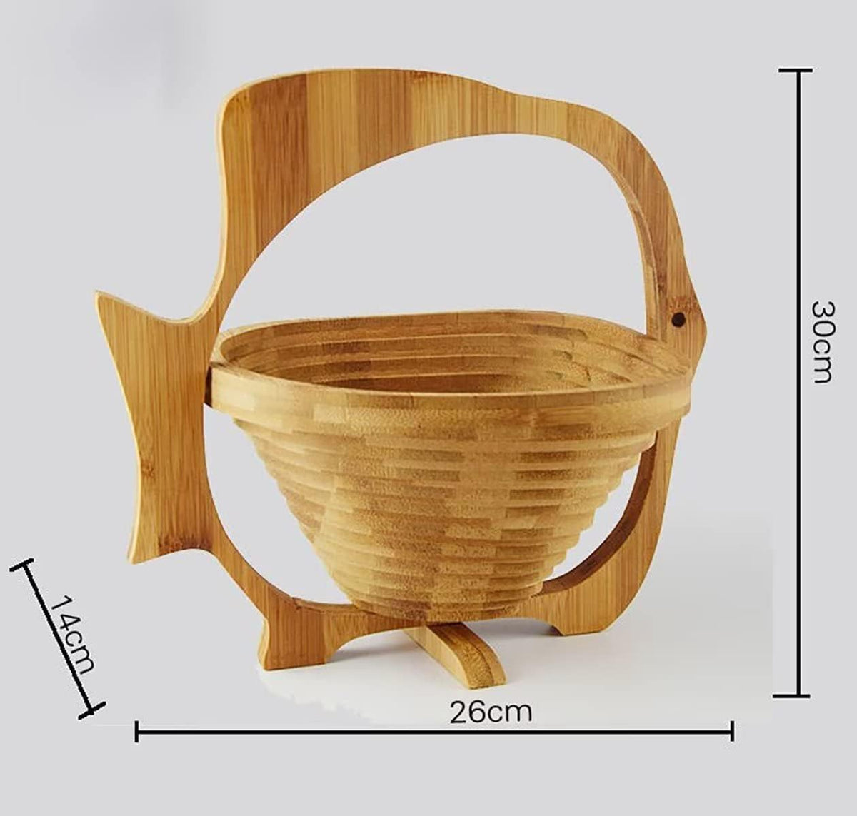 Dried Fruit And Nuts Gift Basket Natural Bamboo Collapsible Fruit Picker Basket In Fish Shape for Kitchen Dinner Table