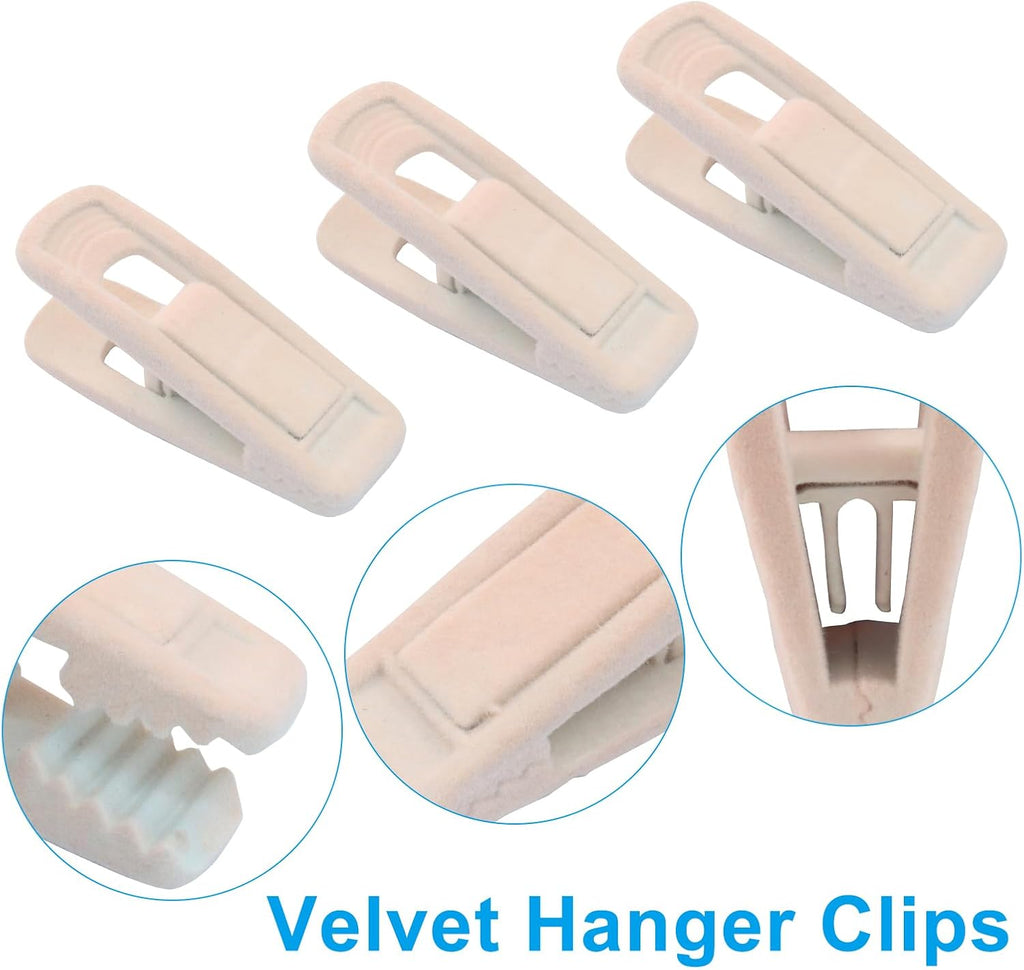 Light Pink Velvet Hanger Clips, 30 Pack