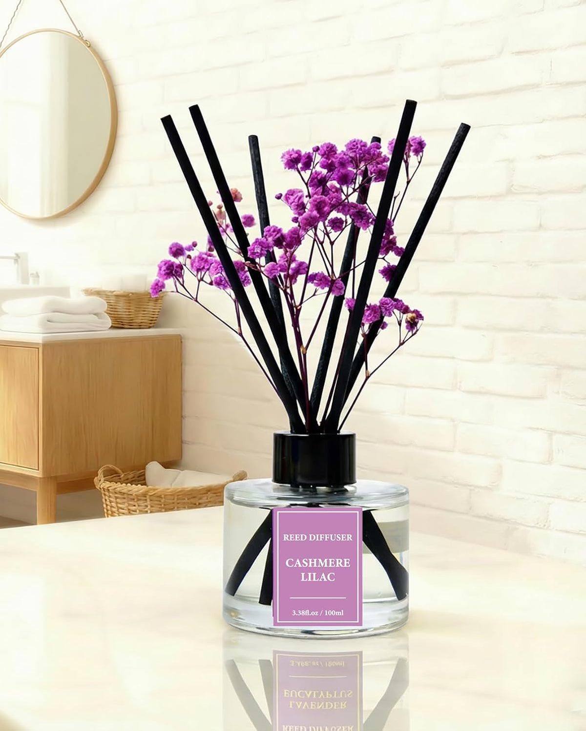 Reed Diffuser Set-Cashmere Lilac Scent 3.38 fl oz,Scent Long