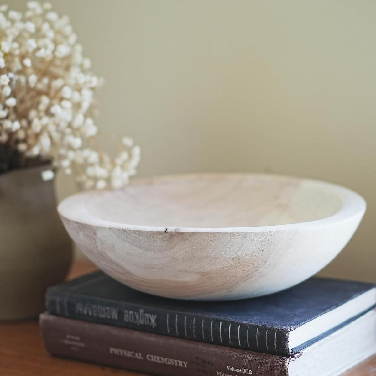 Wooden Decorative Bowl, Farmhouse Centerpiece (Natural)