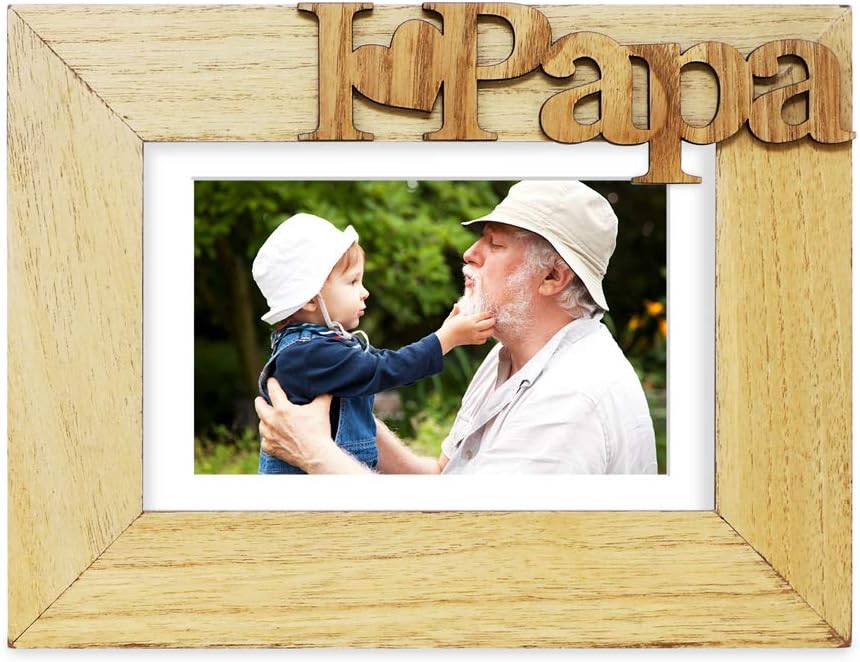 Isaac Jacobs 5x7 (Matted 4x6) Natural Wood I Love Papa Photo Frame