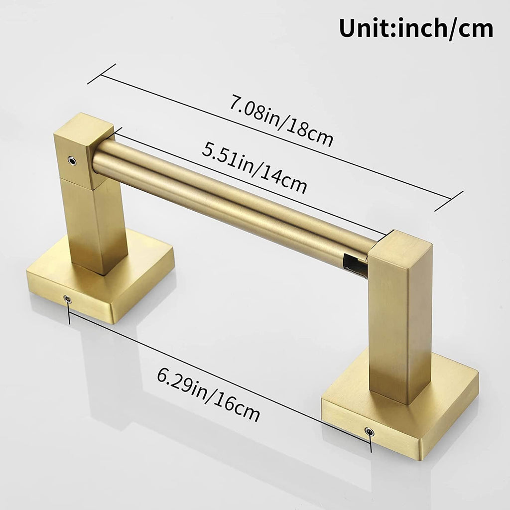 WOLIBEER Gold Toilet Paper Holder, Brushed Brass Toilet Roll Holder, Double Post Pivoting Modern Tissue Hanger Wall Mount for Bathroom Toilet Kitchen Stainless Steel
