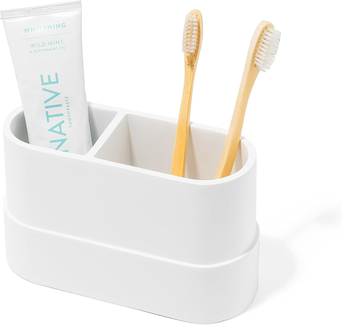 Yew Design Matte White Bathroom Toothbrush Holder Cup - Round Large