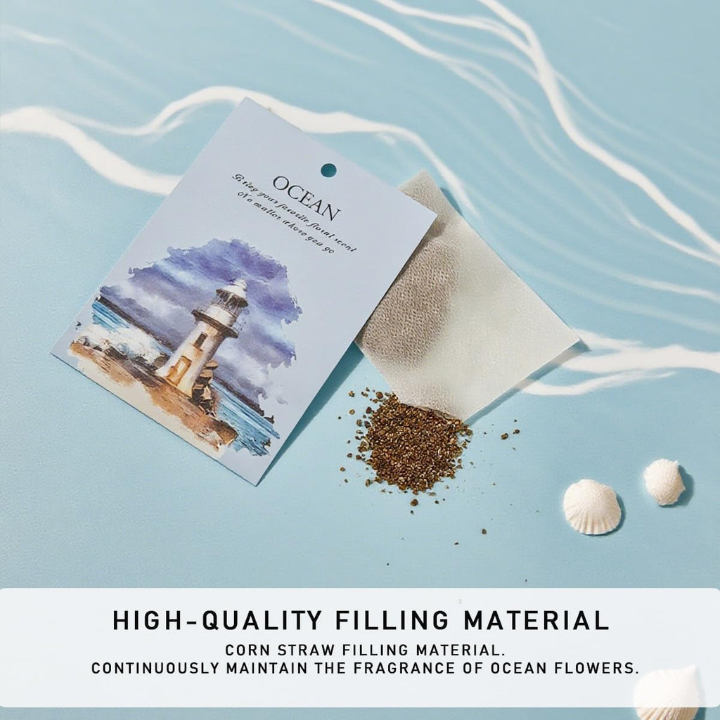 Ocean Scented Sachet Bags - 12 Pack Home & Car Freshener, Odor Eliminator for Closets, Rooms, Drawers, Wardrobes, Toilets, Long - Lasting 360 - Day Fragrance