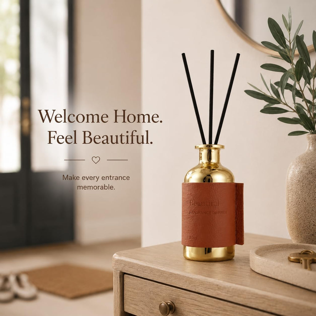 Reed Diffuser Set, Pretty Valley Home Diffuser 80Ml / 2.7 fl OZ Gift Box - Includes Reed Diffuser Sticks, Long Lasting Fragrance Oil and Glass Bottle for Office Living Room Decor (Beautiful)
