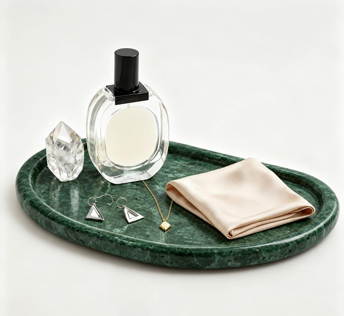 Natural Marble Vanity Tray,Special-Shaped Jewelry Tray for Bathroom