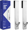 Simtive Extended Shower Door Hooks (7-Inch), Towel Hooks for Bathroom Frameless Glass Door, 2-Pack, Silver
