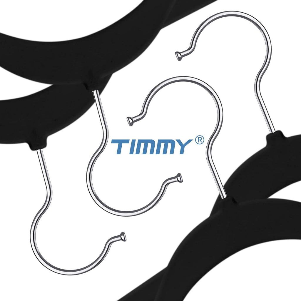 TIMMY 50 Pack Velvet Clothes Hangers, 17.7 in, Black/Silver, Non-Slip