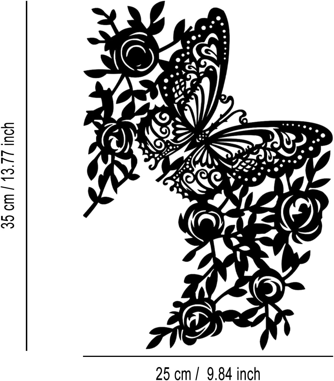 LIYOUYA Butterfly Flower Metal Wall Decor - Rustic Farmhouse Room Decor Black Wall Art Home Decor for Living Room, Bedroom, Dining Room, Courtyard, Farmhouse (Black)